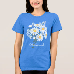 Elegant Bloemen Witte Daisies Bruidsmeisje Bruilof Tri-Blend Shirt