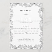 Elegant Bloemen Zwart & Wit Tafel Diner Menu (Voorkant)