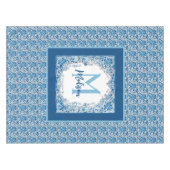 Elegant  bloemenaqua Blauw geel monogram Tafelkleed (Voorkant (Horizontaal))