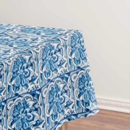 Elegant  bloemenaqua Blauw geel monogram Tafelkleed (Voorbeeld)