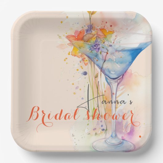 Elegant bloemenaquarel Vrijgezellenfeest Papieren Bordje (Voorkant)