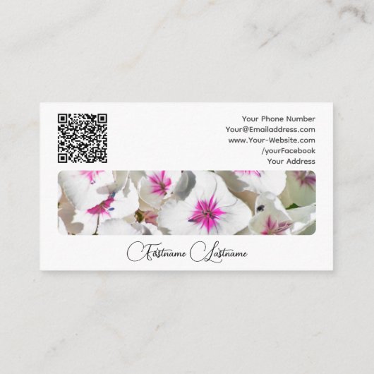 Elegant bloemenbloem bloesem kalligrafie QR-code Visitekaartje (Achterkant)