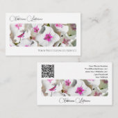 Elegant bloemenbloem bloesem kalligrafie QR-code Visitekaartje (Voorkant / Achterkant)