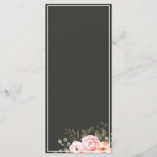 Elegant bloemenblush roze botanisch modern diner menu (Achterkant)