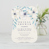 Elegant bloemenboeket oceaanblauw vrijgezellenfees kaart (Staand voorkant)