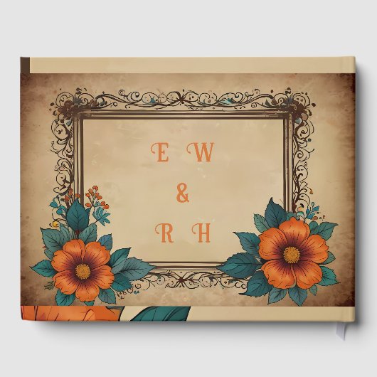 Elegant bloemenbruiloft gastenboek (Achterkant)