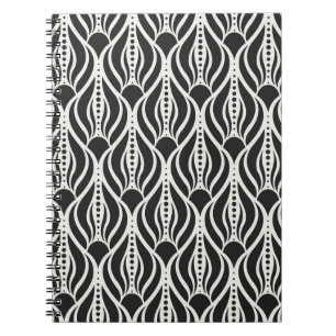 Elegant bloemendamast, naadloos art nouveau-patroo notitieboek