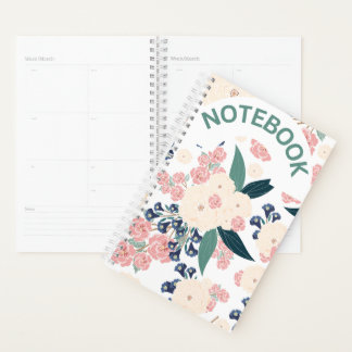 Elegant Bloemendesign – Marineblauw, Roze & Beige Planner