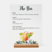 Elegant Bloemendranken Bar Menu Acryl Bord (Voorkant)