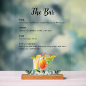 Elegant Bloemendranken Bar Menu Acryl Bord (Neutraal)