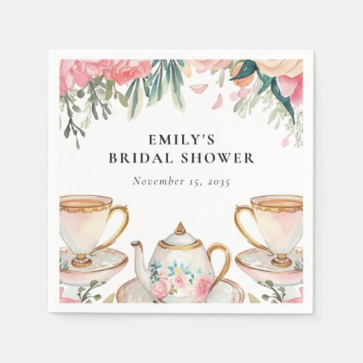 Elegant Bloemendrinkfeest Bruidsuitnodiging Servet (Voorkant)