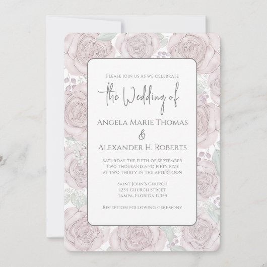 Elegant bloemendust roze klassieke waterverf kaart (Voorkant)