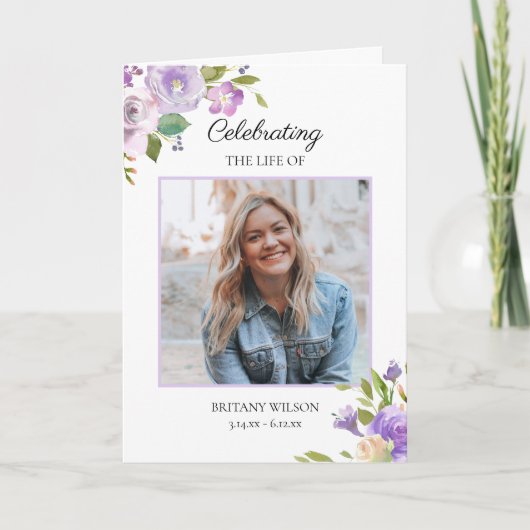 Elegant Bloemenfoto Uitvaartmonument Programma (Voorkant)