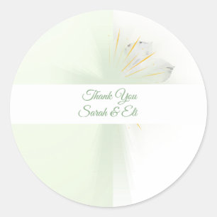 Elegant bloemengloeiend kruis ronde sticker