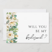 Elegant bloemengroen bruidsmeisje voorstel Kaart (Voorkant)