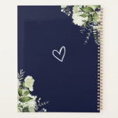 Elegant bloemengroen marineblauw bruiloft planner (Achterkant)
