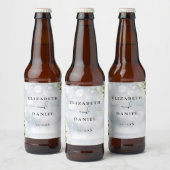 Elegant bloemengroen Winter bruiloft Bier Etiket (Flessen)