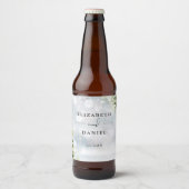 Elegant bloemengroen Winter bruiloft Bier Etiket (Voorkant)
