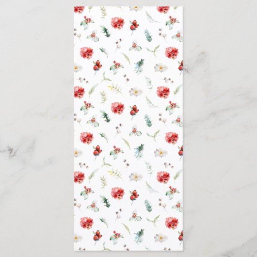 Elegant bloemengroen Winter bruiloft Menu (Achterkant)