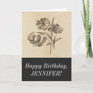 Elegant  bloemenillustratie Happy Birthday Kaart