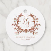 Elegant Bloemenkraag met Monogram Bedankjes Labels (Achterkant)