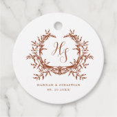 Elegant Bloemenkraag met Monogram Bedankjes Labels (Voorkant)