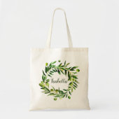 Elegant bloemenmonogram bruidsmeisje gunst tote bag (Voorkant)