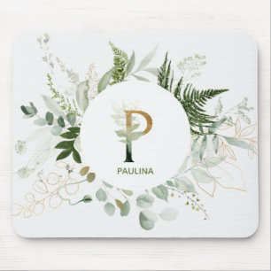 Elegant bloemenmonogram letter P Muismat