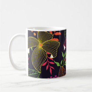 Elegant bloemennaadloos patroon, artistiek ontwerp koffiemok