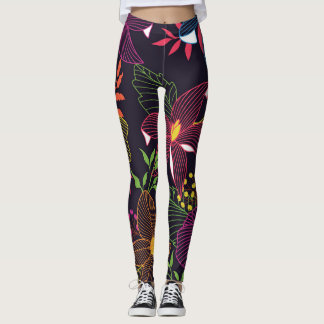 Elegant bloemennaadloos patroon, artistiek ontwerp leggings
