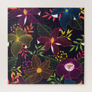 Elegant bloemennaadloos patroon, artistiek ontwerp legpuzzel