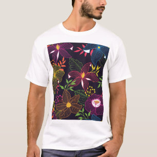 Elegant bloemennaadloos patroon, artistiek ontwerp t-shirt