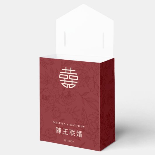 Elegant bloemenpatroon dank u Chinese bruiloft Bedankdoosjes (Geopend)