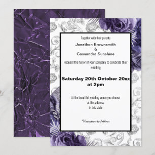 ELEGANT BLOEMENPATROON FOLIE METALLIC TROUWEN KAART