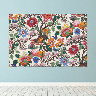 Elegant bloemenpatroon Kleurrijke trendy bloemen Canvas Afdruk