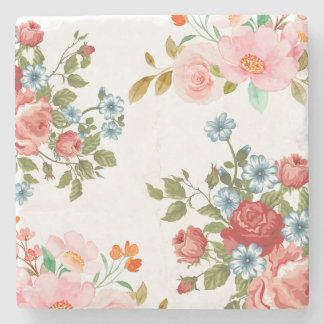Elegant bloemenpatroon vierkant stenen onderzetter