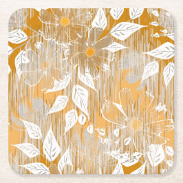 Elegant bloemenpatroon. vierkante kartonnen onderzetter