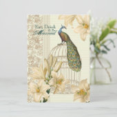 Elegant bloemenpauw repetitiediner kaart (Staand voorkant)