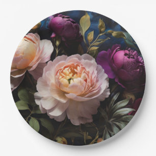 Elegant  bloemenschilderij papieren bordje