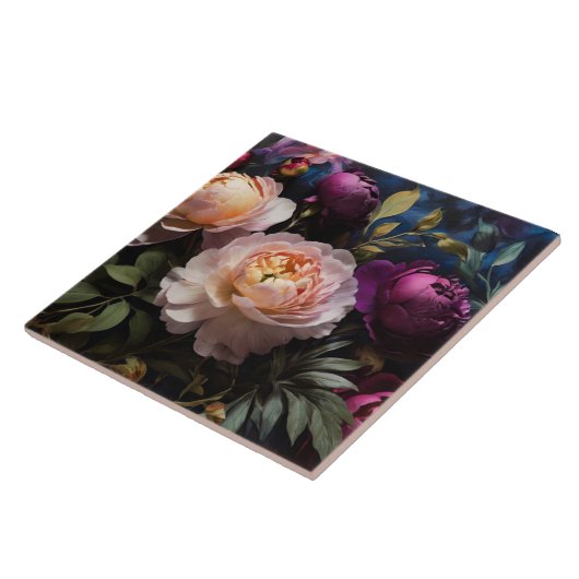 Elegant bloemenschilderij tegeltje (Zijkant)