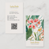 Elegant bloemenschrift goud | QR-code voor sociale Visitekaartje (Voorkant / Achterkant)