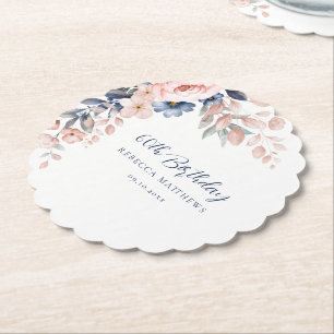 Elegant bloemenscript 60ste verjaardag kartonnen onderzetters