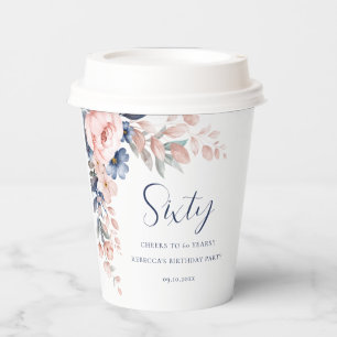 Elegant bloemenscript 60ste verjaardag papieren bekers