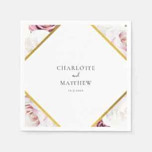 Elegant bloemenscript bruiloft papier servet