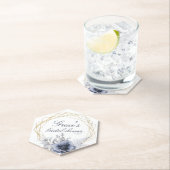 Elegant Bloemenscript in Blauw Wit Bruidsdiner Kartonnen Onderzetters (Insitu)