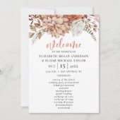 Elegant bloementerracotta bruiloft programma (Voorkant)