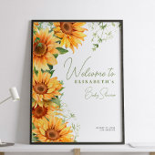 Elegant bloemenzonnebloem baby shower welkomstbord poster