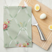 Elegant bloemetjesbehang theedoek (Quarter Fold)