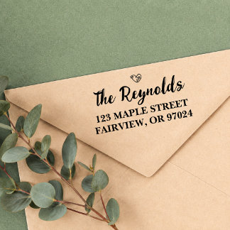 Elegant Bloemhart Familie Retouradres Zelfinktende Stempel