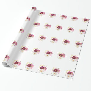 Elegant Bloemig Aquarel Verjaardags Inpakpapier